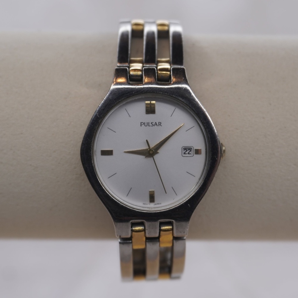Two Tone Sleek Pulsar With Date Dial - image 1